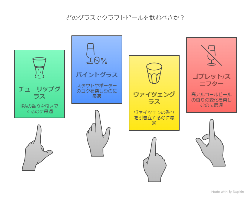 クラフトビールグラスの選び方と楽しみ方！もっと美味しくなる秘訣を紹介